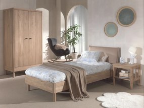 Set Mobilier Camera Copii Forrest Oak, Pat 90x200 cm, Dulap cu 2 Uși și Noptieră, din Lemn Masiv de Stejar, Natur – Vipack