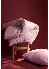 Lenjerie de pat roz din bumbac percal pentru pat de o persoană 140x200 cm Daisy – JUNA