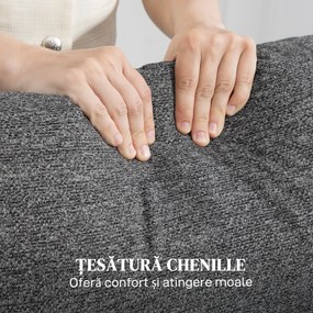 Divan HOMCOM cu 3 locuri din Catifea cu Reclinare Independentă la 145° max, Divan de Sufragerie Imbottito cu Brațe și Suport pentru Picioare, pentru Camera de Zi și Birou, Gri | Aosom Romania