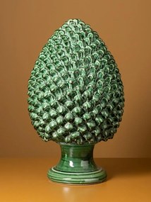 Sculptură decorativă din ceramică, formă de anghinare, verde antichizat, 40 × 24 cm, „Artichoke"
