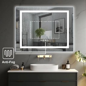 IREDA Oglindă de baie cu iluminare LED, 60 x 80 cm