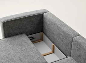 Colțar gri extensibil/cu spațiu de depozitare cu tapițerie din chenille (cu colț pe partea dreaptă/cu șezlong) Velto – Maison de Rêve