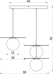 Lustră cu cablu FLAT, 3xE27, 15W, 230V, auriu