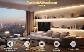 KIT Banda LED COB cu Telecomanda, Lumina Neutra, 4000K, 5m, 14W/m, 24V, Transformator 72W