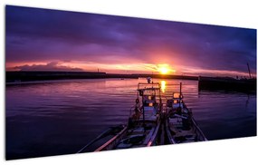 Tablou cu barci pescărești în port (120x50 cm)