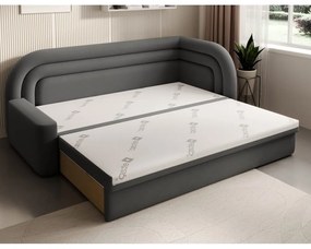 Canapea taupe extensibilă/cu spațiu de depozitare cu tapițerie din catifea cu colț pe partea dreaptă 223 cm Fabillo – ELTAP