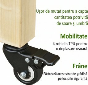 Outsunny Pat Grădină Legume Înălțat Lemn cu Roți, Jardiniera Înălțată cu Raft Inferior, 118x55x83cm, Natural | Aosom Romania