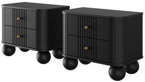 Set noptiere Vesper 56 cm - negru / mânere aurii picioare rotunde