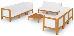 3058120 vidaXL Set mobilier grădină cu perne, 9 piese, lemn masiv de acacia