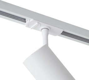 Spot modern alb pentru sistem de iluminat pe șină monofazat, cu LED, rotativ și înclinabil - Iconic Zoom
