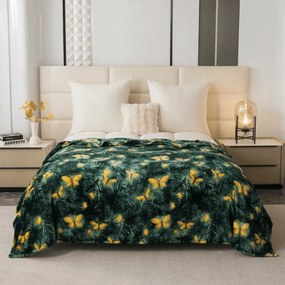Patura microplus YELLOW BUTTERFLY, verde inchis Dimensiune: 160 x 200 cm
