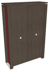 Dulap înalt Verno+ S 140 x 46 x 210 cm, stejar antracit / roșu