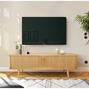 Masă TV în culoare naturală cu aspect de lemn de stejar 138x50 cm Rove – Woodman