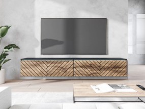 Dulap TV Dlana 180 MDF (Negru grafit + Stejar wotan) (cu iluminat LED alb). 1106214
