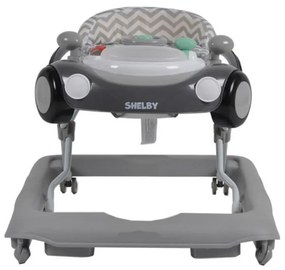 Premergator Reglabil in 3 Trepte NOVOKIDS™ Shelby Mini Car , Roti silentioase, Pliabil, 8 Roti, Cu Melodii si volan, Model Masinuta, Gri