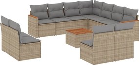 vidaXL Set canapele de grădină, 12 piese, cu perne, bej, poliratan