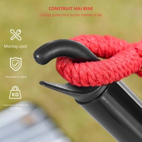 Outsunny Structura pentru Hamac Universal de 3m, Suport din Metal, 300x90x100cm, Negru | Aosom Romania