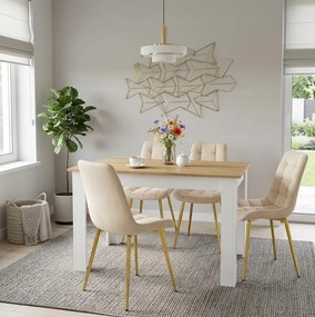 OFERTA Scaun de catifea bej deschis BERA cu picioare aurii II. calitate