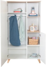 Șifonier de copii alb cu aspect de lemn de stejar 52x180x180 cm Léon – Roba