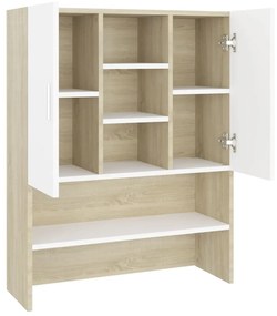 Dulap masina de spalat, alb si stejar sonoma, 70,5x25,5x90 cm alb si stejar sonoma