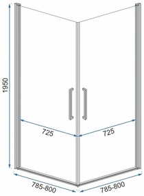 Cabina de dus patrata Rea Abra cu usi pivotante 90x90 negru mat