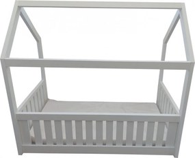Pat tip casuta pentru copii NOVOKIDS™ Lovely Little House, 160x80 CM, Set cu Saltea din Spuma MATSEN® 10 CM Inclusa, Pal 18 mm, Margini anti-lovire,