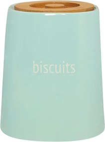 Recipient pentru biscuiți cu capac din lemn de bambus Premier Housewares Fletcher, 1,5 l, albastru