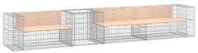3196248 vidaXL Bancă de grădină cu coș gabion, lemn masiv de pin
