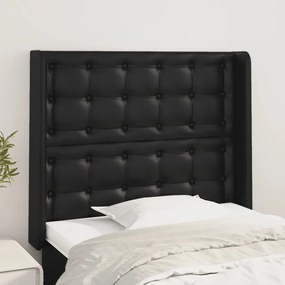 Tablie de pat cu aripioare, negru, 83x16x118 128 cm, piele eco 1, Negru, 83 x 16 x 118 128 cm