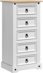 vidaXL Noptieră Corona Alb 53 x 39 x 103 cm Lemn de pin masiv