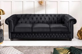 Canapea clasica stil englezesc Chesterfield 3 locuri, catifea neagra