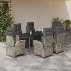 3213289 vidaXL Set mobilier de grădină cu perne, 7 piese gri deschis poliratan