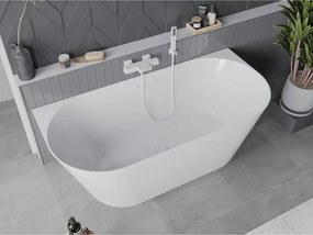 Mexen Oval Slim cadă de baie de sine stătătoare, montată pe perete 170 x 80 cm, albă, preaplin alb - 52661708000-20