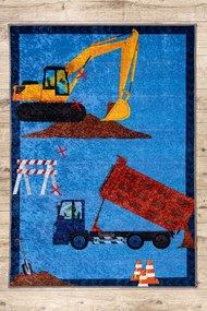 JUNIOR 51827.803 covor lavabil Camion, excavator pentru copii anti-alunecare - albastru - SECUNDAR-COTATI PRODUSUL