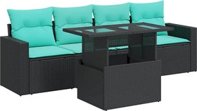 vidaXL Set mobilier de grădină cu perne, 5 piese,poliratan/lemn acacia
