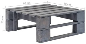 Set mobilier paleti cu perne, 6 buc., gri, lemn pin tratat Albastru, colt + 2x mijloc + 2x suport pentru picioare + masa, Gri, 1