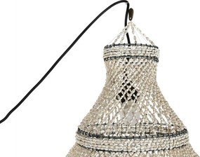 Lustră suspendată din scoici lucrate manual, alb, 130 x 54 cm, „Lombok”