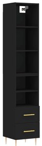3189750 vidaXL Dulap înalt, negru, 34,5x34x180 cm, lemn prelucrat