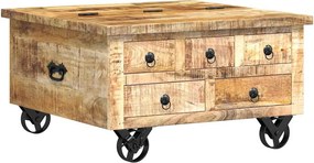 vidaXL Masă de cafea din lemn de mango nefinisat, 70 x 70 x 40 cm