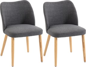 HOMCOM Set 2 Scaune Moderne cu Tapițerie din In, Șezut Confortabil, Spătar Curbat, Picioare din Lemn, Asamblare Ușoară pentru Bucătărie, Cameră, Living. | Aosom Romania