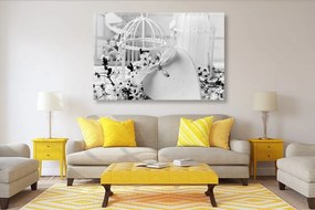 Tablou natura moartă romantică în stilul vintage în design alb-negru