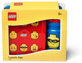 Set caserolă pentru gustări și sticlă LEGO® Iconic, roșu-albastru