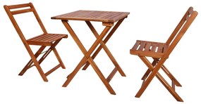 Set mobilier bistro pliabil, 3 piese, lemn masiv de acacia Maro, 3