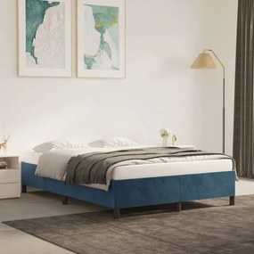 347322 vidaXL Cadru de pat, albastru închis, 140x190 cm, catifea