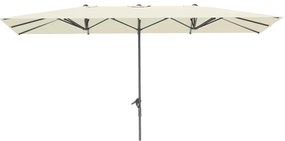 Outsunny Umbrelă dublă, 451 x 264 cm Umbrelă cu sistem de manivelă, 12 bale metalice, Stâlp din aluminiu, Crem | Aosom Romania