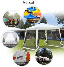 Outsunny Pavilion de Grădină Impermeabil cu Plasă Anti-Țânțari, Design Elegant, Bej, 3x3x2.35m | Aosom Romania