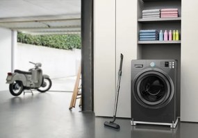 Meliconi 656149 - Suport anti-vibrații pentru mașina de spălat cu roți extensibile, 47 cm, alb