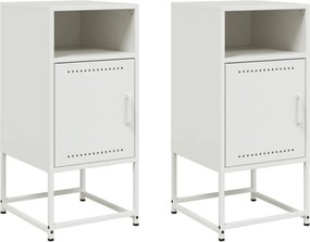 vidaXL Noptiere, 2 buc., alb, 36x39x78 cm, oțel