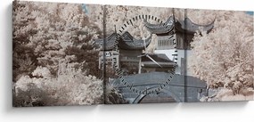 Tablou - pomi înfloriți în Asia (cu ceas) (90x30 cm)