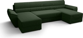 Coltar extensibil in forma de U TAVERO 321x140 cm, verde inchis